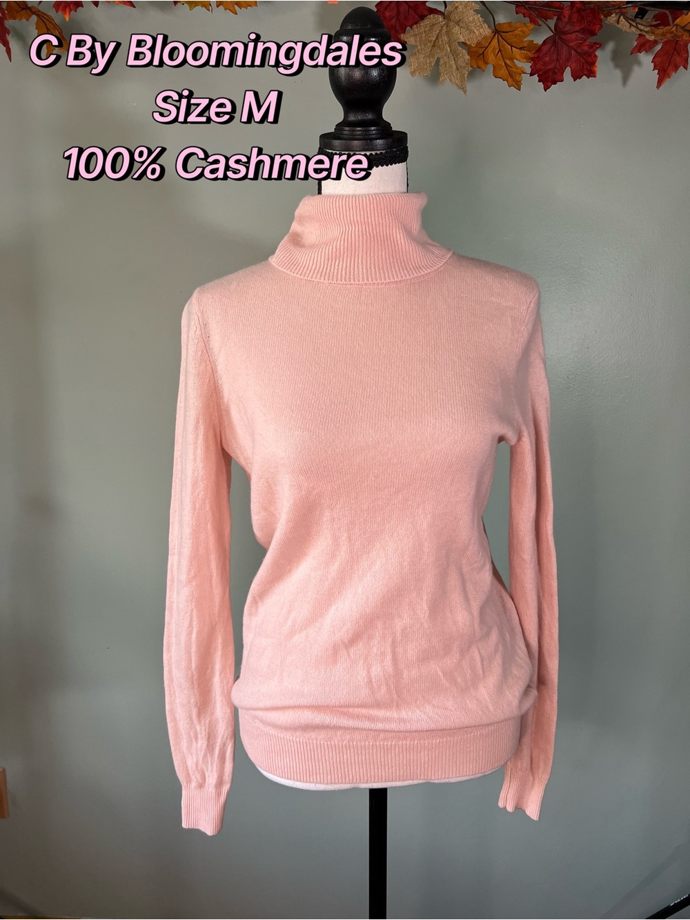 C by Bloomingdale's Light Pink 100% Cashmere Turtleneck Sweater Size M